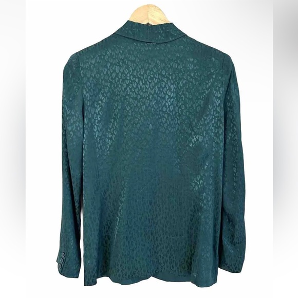 L*Space Bennytt Emerald Green Satin Jacquard Leopard Blazer Jacket NWT Size 2 - Picture 5 of 9